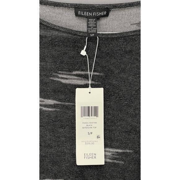 Eileen Fisher Pattern Tencel Sweater Women's Sz S BATEAU NK TOP NWT Minimalism - Picture 11 of 12